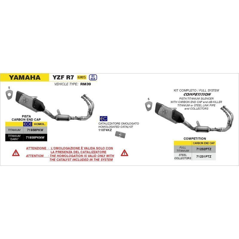 Kit completo Pista de Titanio negro copa carbono YAMAHA YZF R7 '21/24