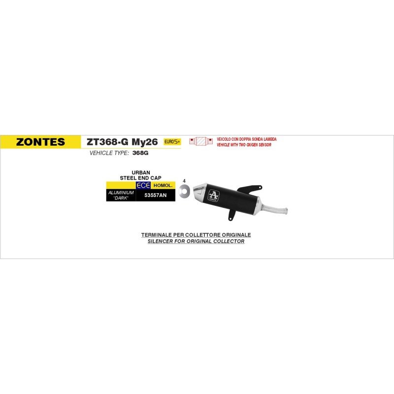 Silencioso Urban aluminio negro ZONTES 368G 26