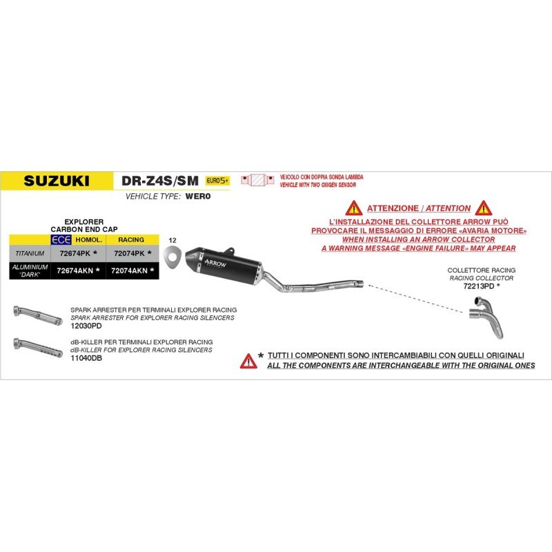 Silenciador Explorer aluminio negro - Suzuki DR-Z4S/SM E5+ 2026