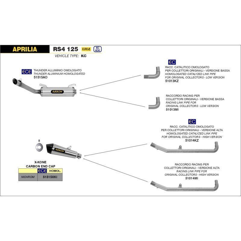Conector catalítico APRILIA RS4 125 '17 versión baja