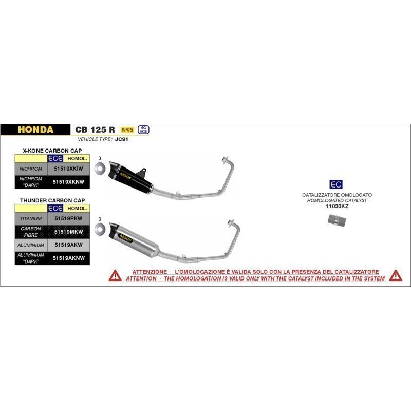 Kit completo con Silenciador Thunder de aluminio HONDA CB 125 R '21