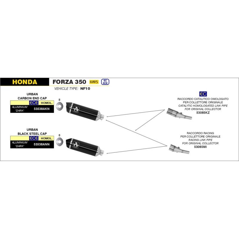 Conector racing inox HONDA FORZA 350 '21