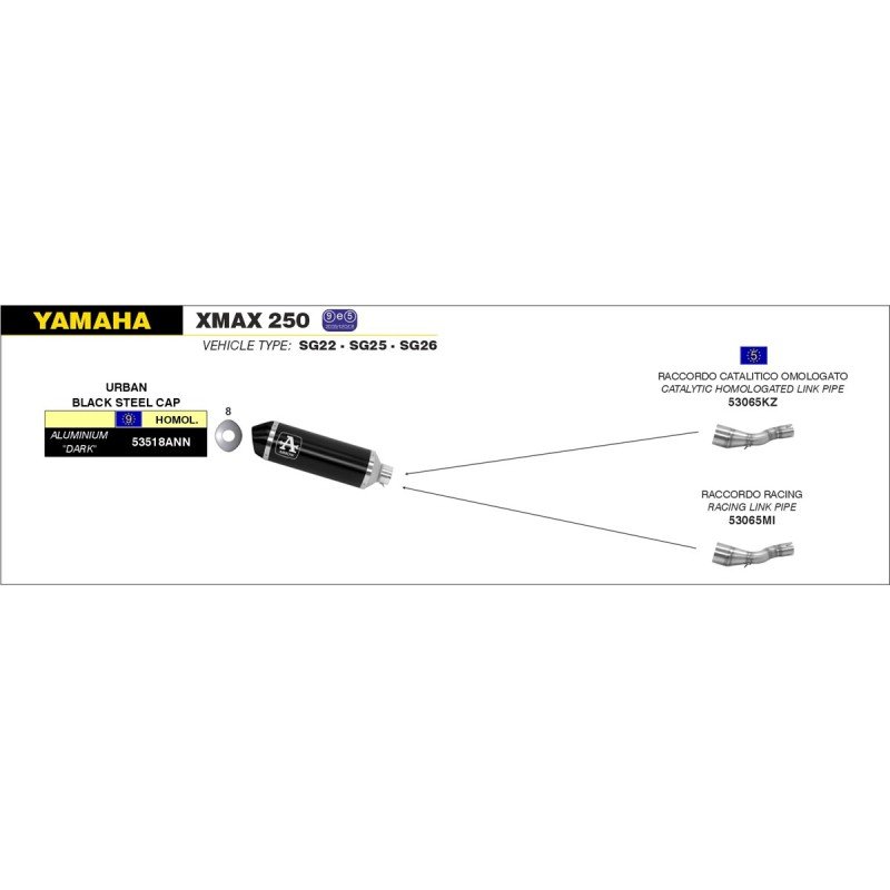 Silenciador Urban de aluminio negro YAMAHA X-MAX 250 '09/16