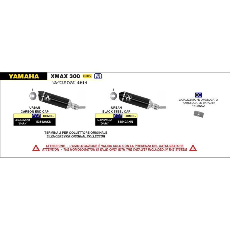 Silenciador Urban de aluminio negro YAMAHA X-MAX300 / TRICITY 300 '21