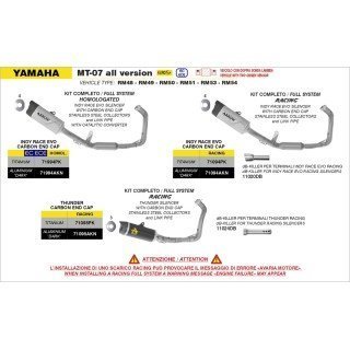 Kit completo racing con Silenciador Thunder de Titanio YAMAHA MT-07 E5+ 25