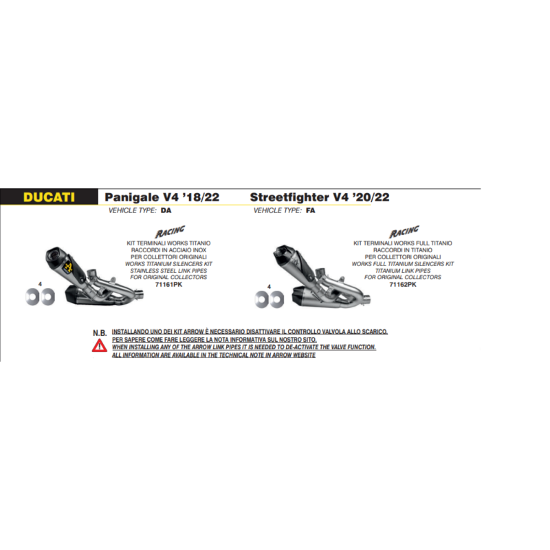 Silenciadores Works de Titanio (Dcho+Izdo) con conectores de acero DUCATI PANIGALE V4 '18/22