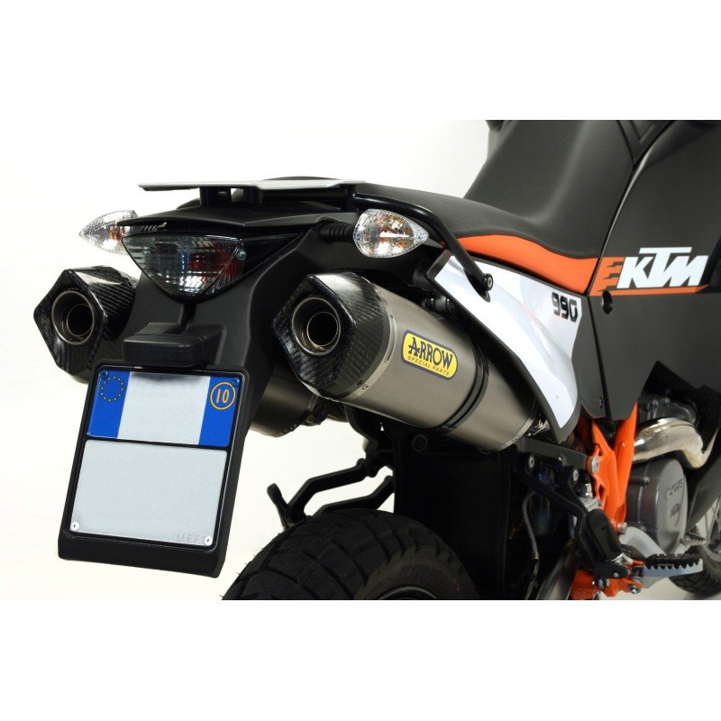 Silenciador Race-Tech de aluminio negro (Dcho+Izdo) copa carbono KTM 990 ADVENTURE '09-10 / 990 ADVENTURER '09-10