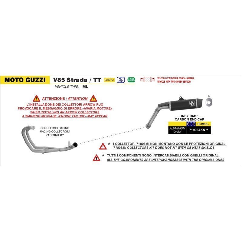 Colector racing MOTOGUZZI V85 TT 2024 / E5+ 2025