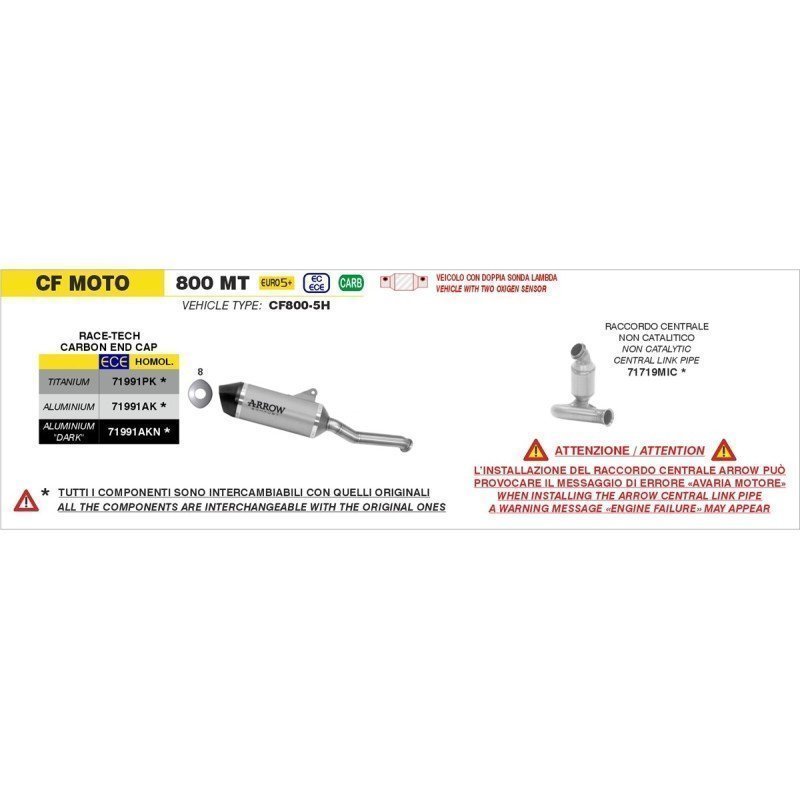 Silenciador Race-Tech en Titanio copa carbono CF MOTO 800MT E5+ '25