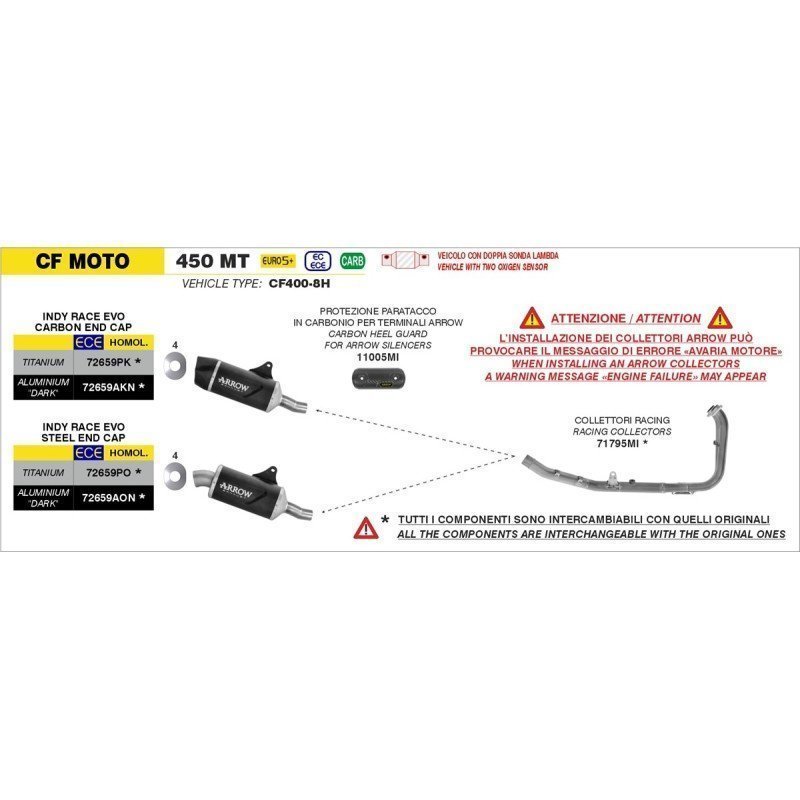 Silenciador Indy Race EVO aluminio para CF MOTO 450MT '25
