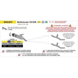 Conector central no catalitico de acero Ducati Multistrada V2/V2S 2025