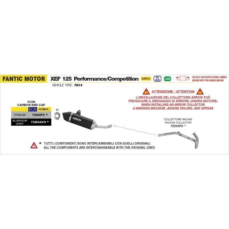 Silenciador Icon de aluminio negro FANTIC XEF 125 E5+ 2025