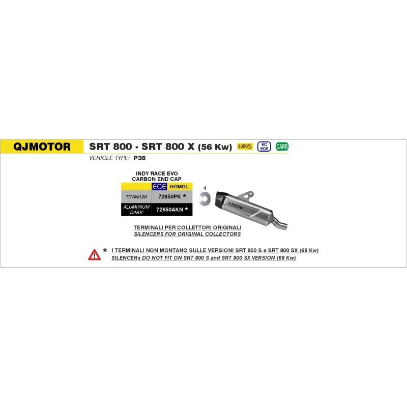Silenciador Indy Race EVO de aluminio negro QJ MOTOR SRT 800 '23