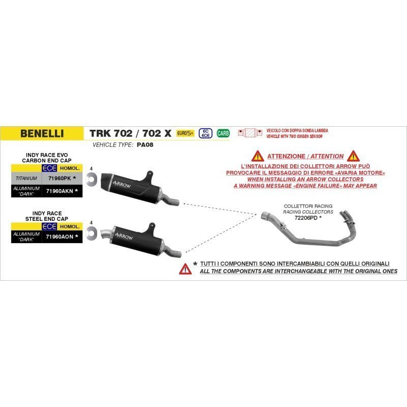Colector racing BENELLI TRK 702 / TRK702X E5+ 2025