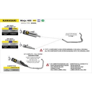 Silenciador Indy Race de aluminio negro copa carbono KAWASAKI Z 400 / NINJA 400 '23