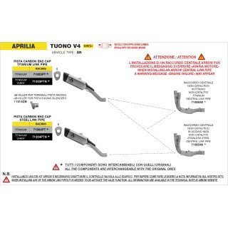 Conector central no catalitico de Titanio APRILIA TUONO V4 E5+ 2025 / RSV4 1100 E5+ 2025